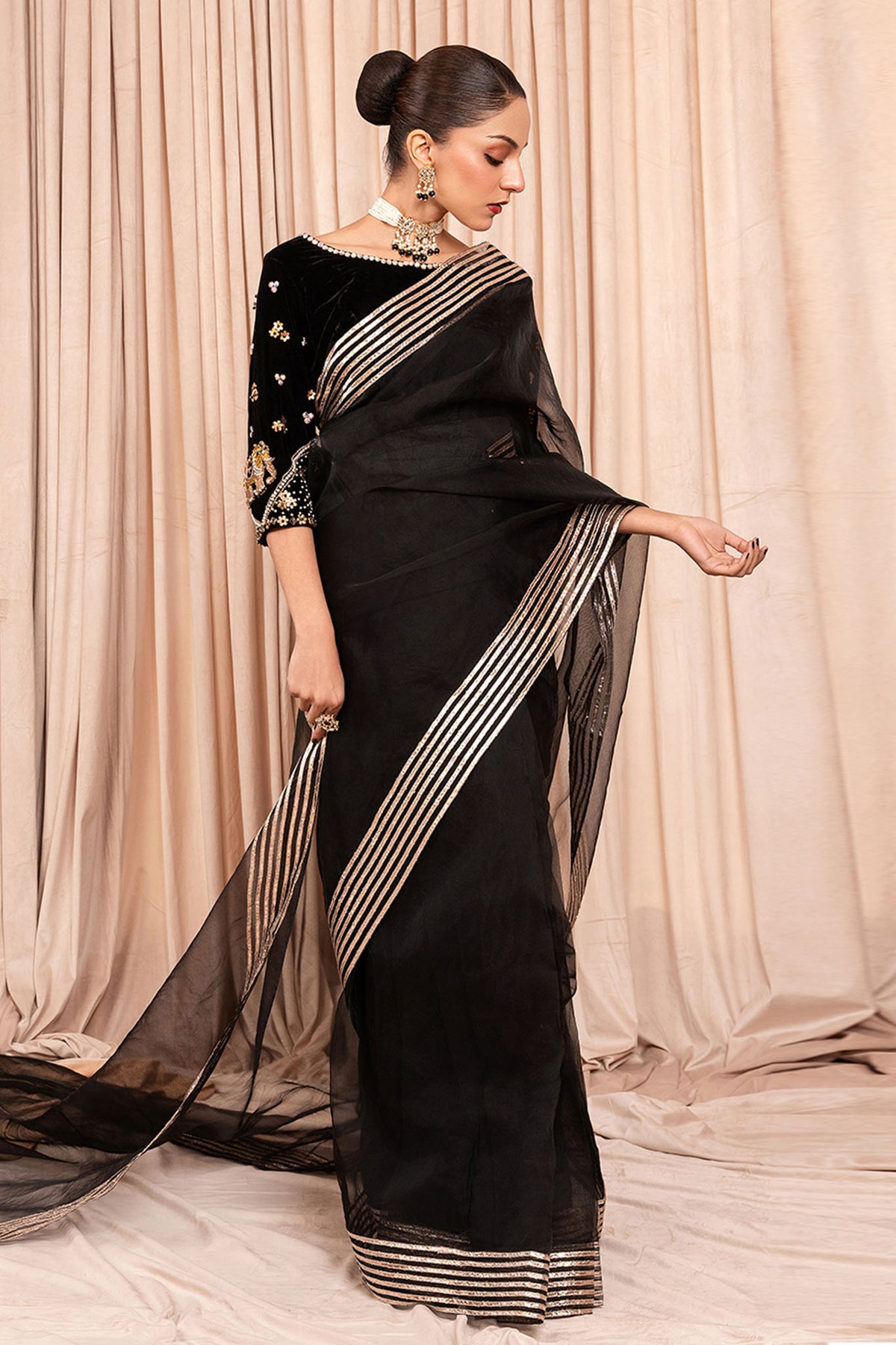 Stitch Vibes Stitched 3 Piece Luxe Collection'2024-Marli Onyx Sari