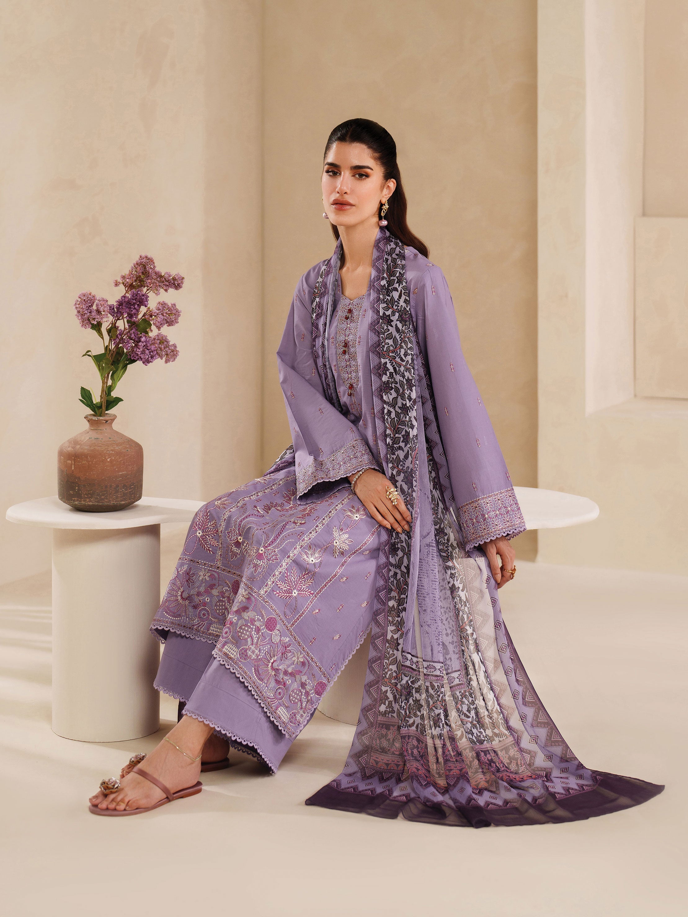 Ayra Solids by Garnet Stitched 3 Piece Collection'2025-Whispy