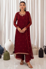 Azure Ensembles Unstitched 3 Piece Festive Formals Collection'2024-Wine Scarlet