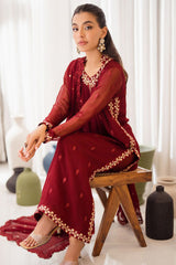 Azure Ensembles Unstitched 3 Piece Festive Formals Collection'2024-Wine Scarlet