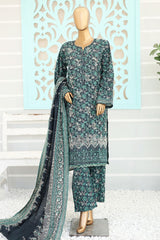 Bin Saeed Stitched 3 Piece Chikankari Emb Khaddar Collection'2024-WK-1104-Teal