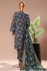 Bin Saeed Stitched 3 Piece Exclusive Printed Khaddar Collection'2024-WK-1109-Teal