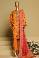 Bin Saeed Stitched 3 Piece Exclusive Printed Khaddar Vol-06 Collection'2024-WK-1139-Mustard