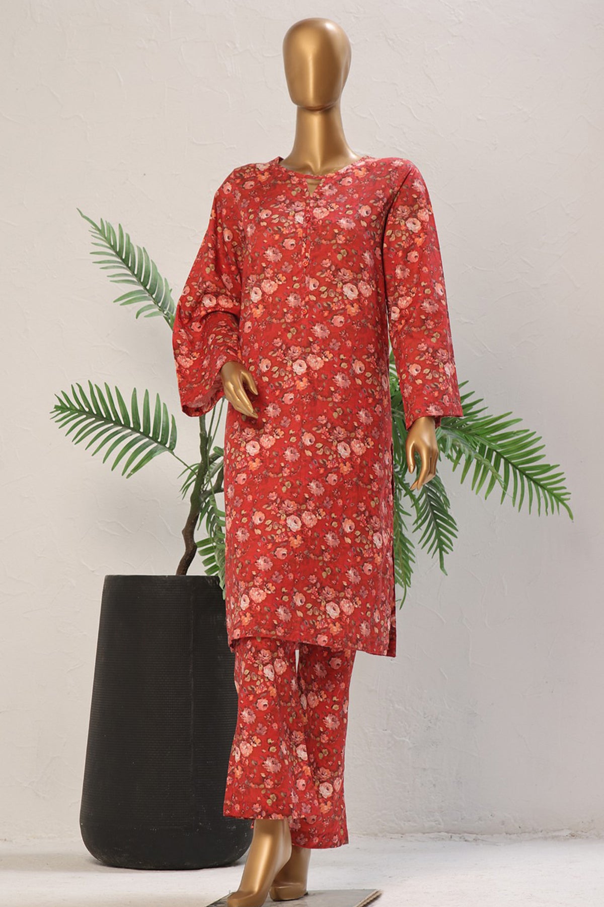 Bin Saeed Stitched 2 Piece Exclusive Cotton Co Ords Vol-04 Collection'2024-WCK-1145-Red