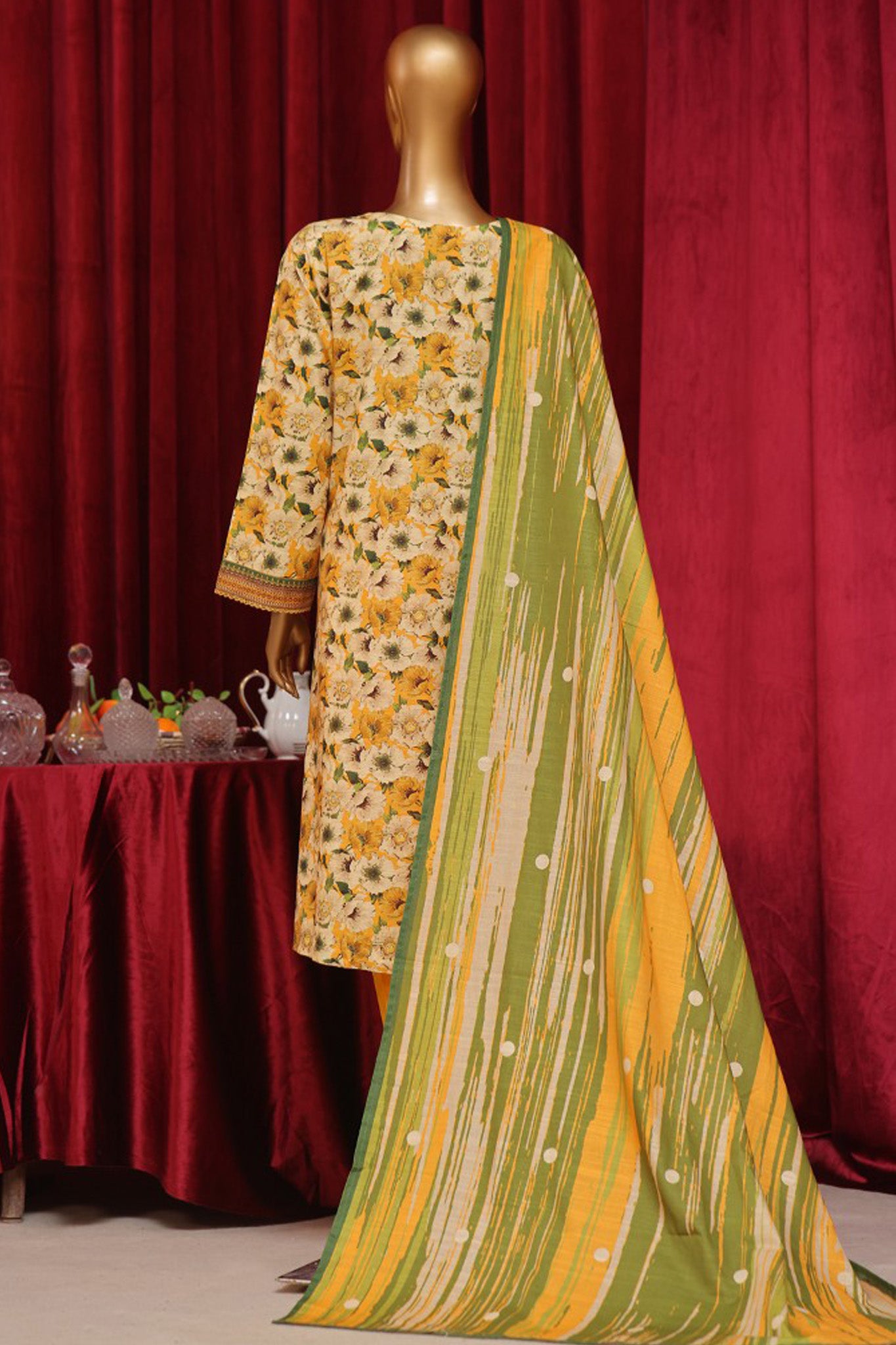 Bin Saeed Stitched 3 Piece Exclusive Printed Khaddar Vol-07 Collection'2024-WK-1155-Yellow