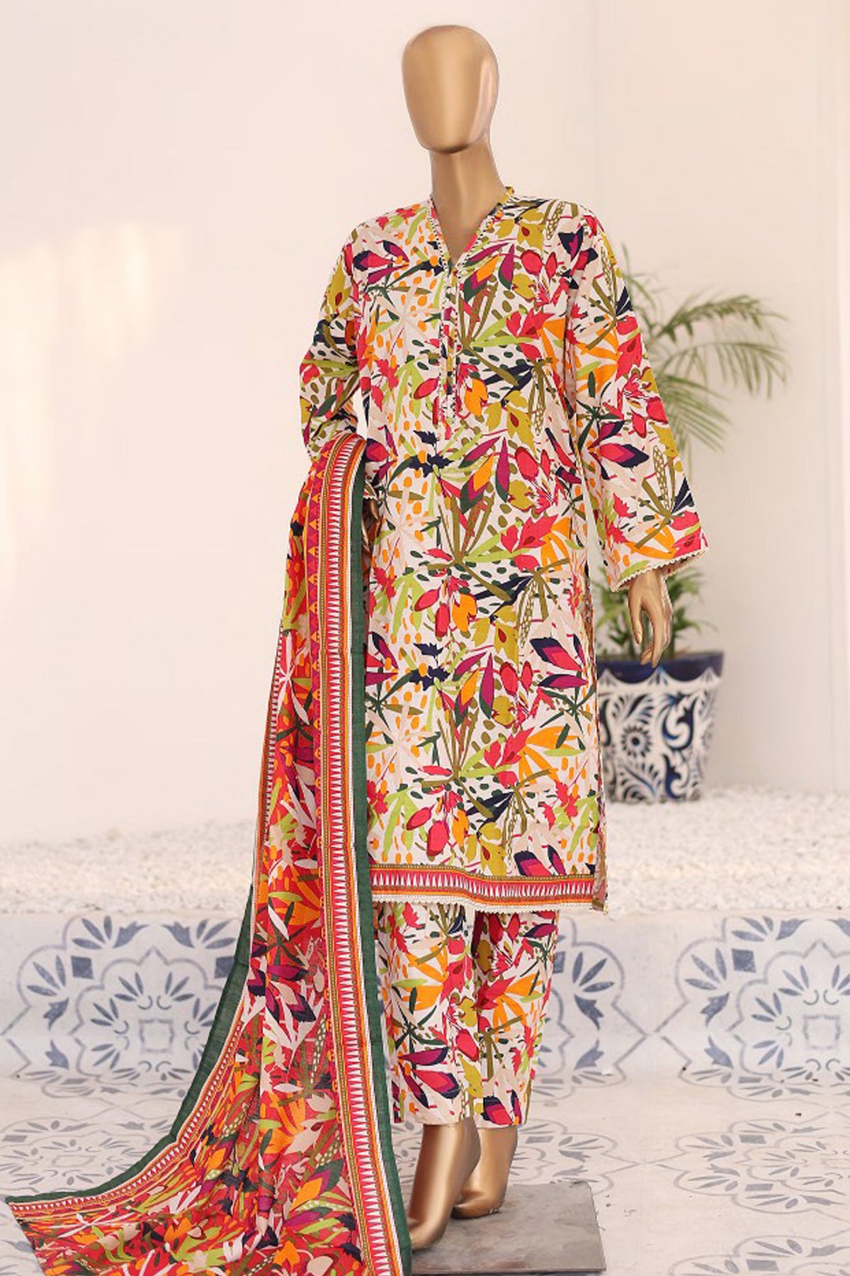 Bin Saeed Stitched 3 Piece Exclusive Printed Khaddar Vol-09 Collection'2024-WK-1218-Multi