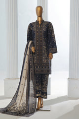 Bin Saeed Stitched 3 Piece Exclusive Printed Khaddar Vol-10 Collection'2024-WK-1226-Navy Blue