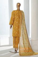 Bin Saeed Stitched 3 Piece Exclusive Printed Khaddar Vol-10 Collection'2024-WK-1228-Mustard