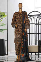 Bin Saeed Stitched 3 Piece Excessive Chikankari Khaddar Vol-03 Collection'2024-WK-1238-Brown