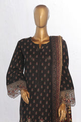 Bin Saeed Stitched 3 Piece Excessive Chikankari Khaddar Vol-03 Collection'2024-WK-1239-Black