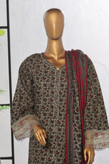 Bin Saeed Stitched 3 Piece Excessive Chikankari Khaddar Vol-03 Collection'2024-WK-1242-Mehndi