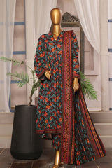 Bin Saeed Stitched 3 Piece Printed Khaddar Frocks Vol-01 Collection'2024-WK-1248-Black