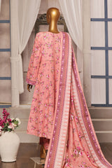 Bin Saeed Stitched 3 Piece Printed Khaddar Frocks Vol-01 Collection'2024-WK-1249-Pink