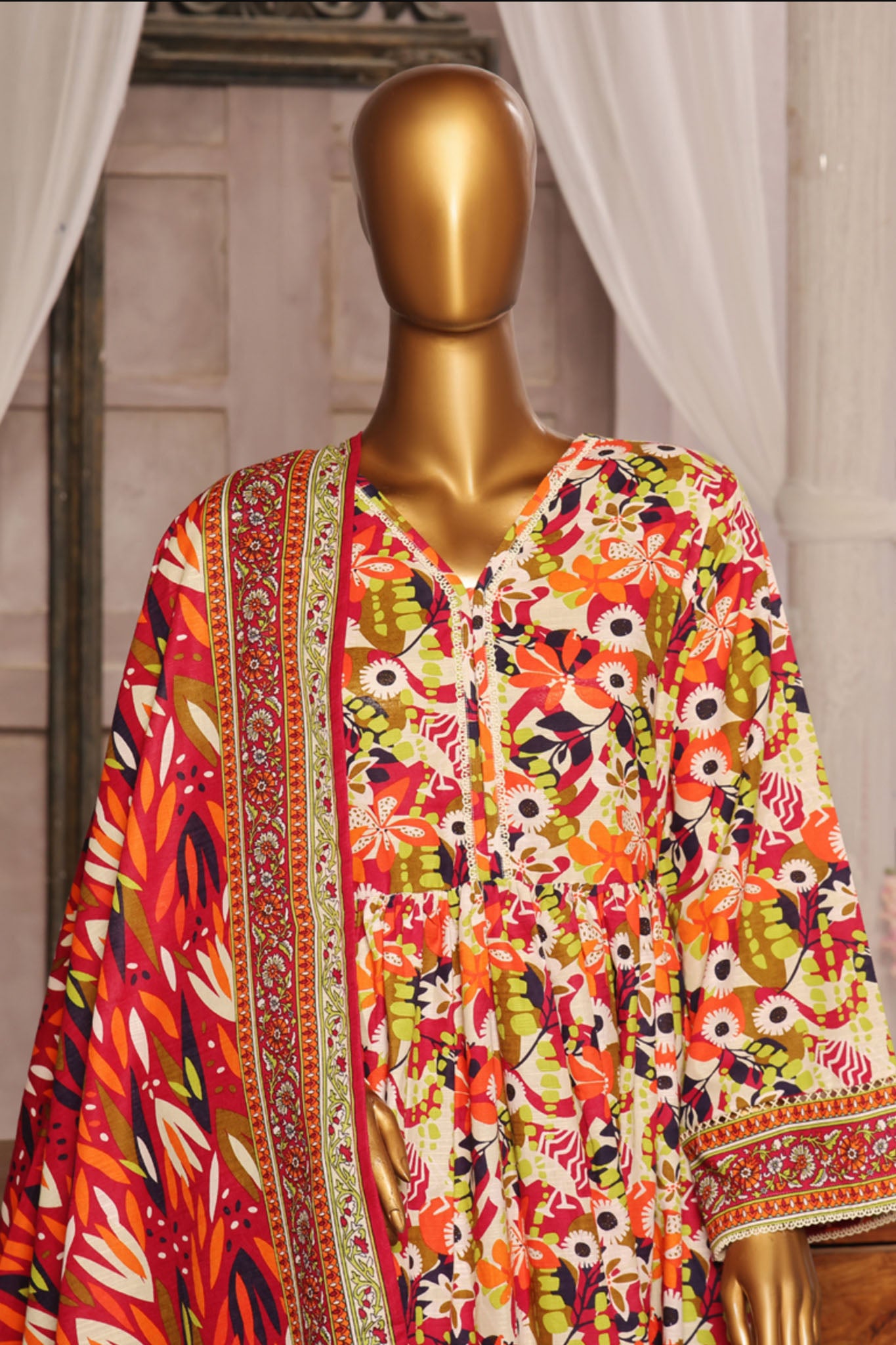 Bin Saeed Stitched 3 Piece Printed Khaddar Frocks Vol-01 Collection'2024-WK-1251-Multi