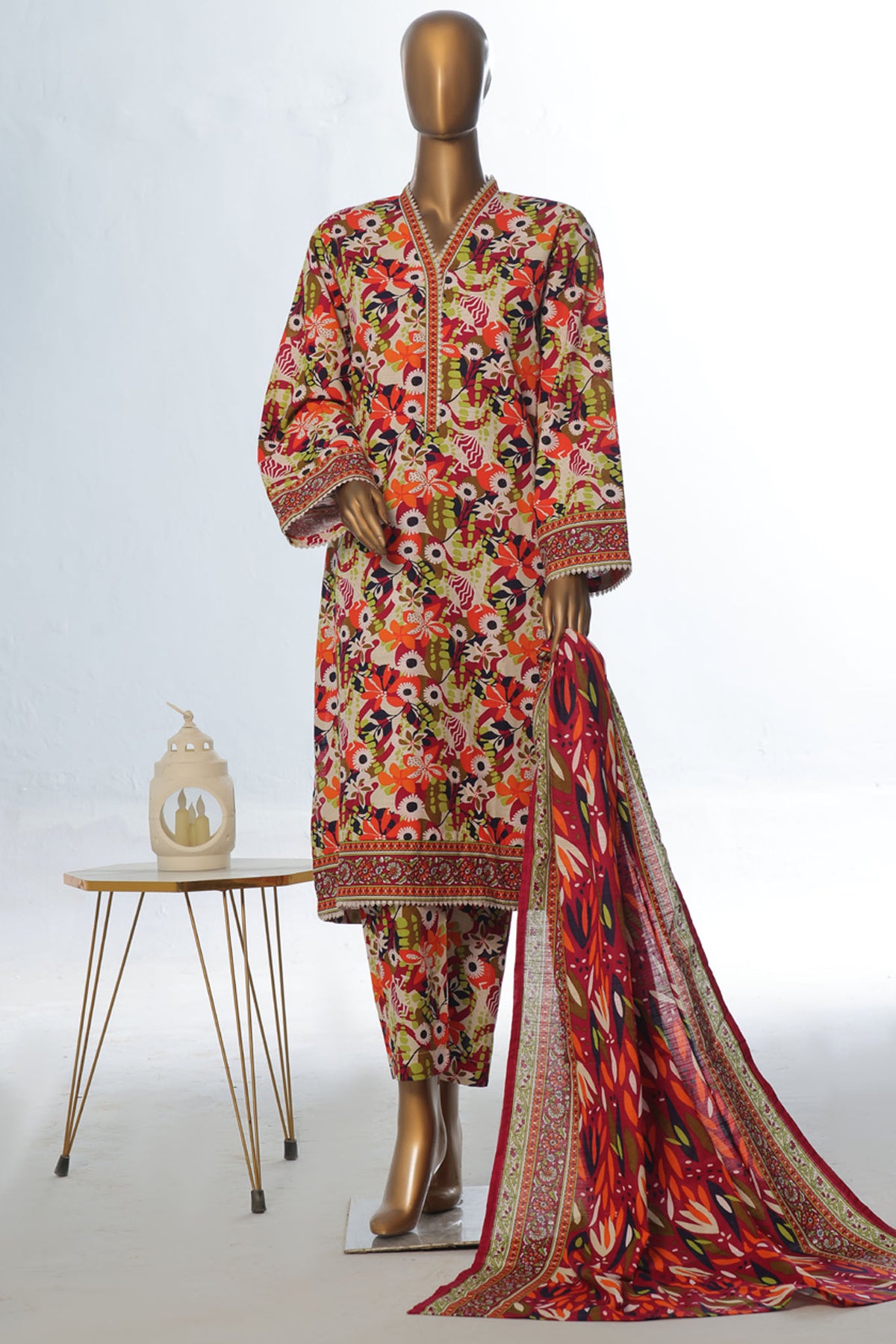 Bin Saeed Stitched 3 Piece Exclusive Printed Khaddar Vol-12 Collection'2024-WK-1261-Multi