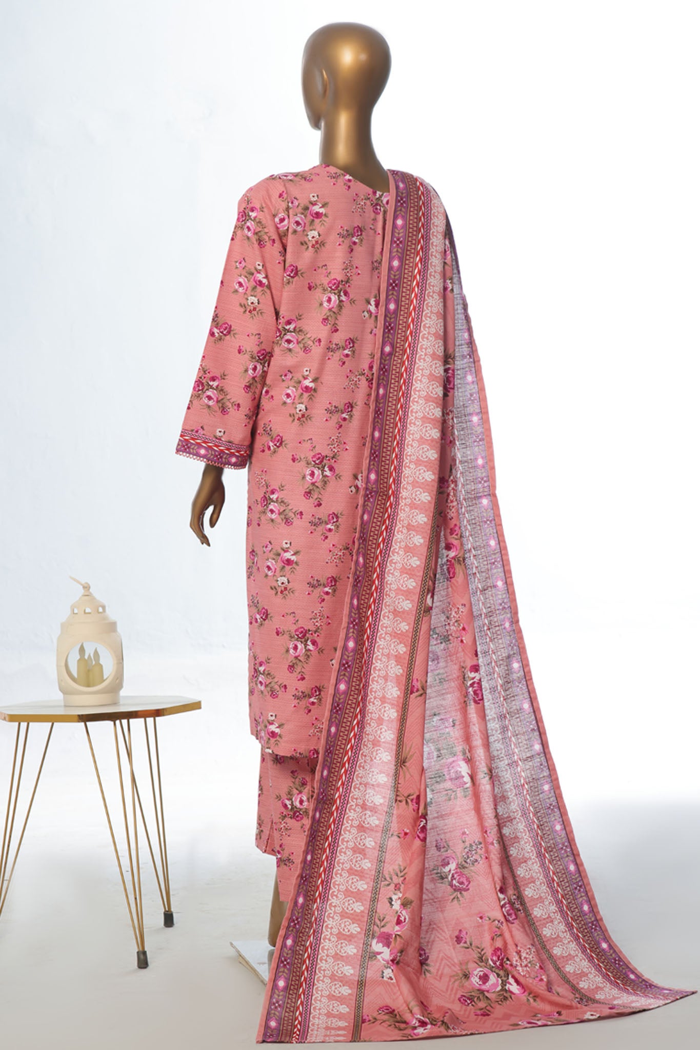 Bin Saeed Stitched 3 Piece Exclusive Printed Khaddar Vol-12 Collection'2024-WK-1262-Pink