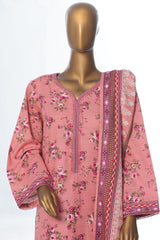 Bin Saeed Stitched 3 Piece Exclusive Printed Khaddar Vol-12 Collection'2024-WK-1262-Pink