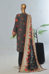 Bin Saeed Stitched 3 Piece Exclusive Printed Khaddar Vol-12 Collection'2024-WK-1264-Black