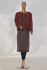 Bin Saeed Stitched 3 Piece Printed Khaddar Vol-01 Jacket Collection'2024-WK-1296-Dark Blue