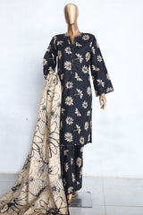 Bin Saeed Stitched 3 Piece Printed Khaddar Winters Collection'2024-WK-998-Black