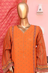Bin Saeed Stitched 3 Piece Printed Khaddar Collection'2023-WKF-030-Orange