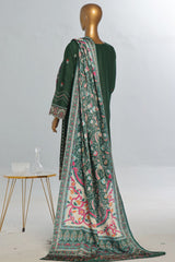 Bin Saeed Stitched 3 Piece Luxury Emb Khaddar With Shawl Collection'2024-WKK-1204-Green