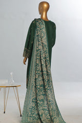 Bin Saeed Stitched 3 Piece Luxury Emb Khaddar With Shawl Collection'2024-WKK-1205-Green