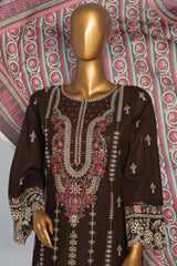 Bin Saeed Stitched 3 Piece Luxury Emb Khaddar With Shawl Collection'2024-WKK-1208-Brown