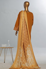 Bin Saeed Stitched 3 Piece Luxury Emb Khaddar With Shawl Collection'2024-WKK-1209-Mustard