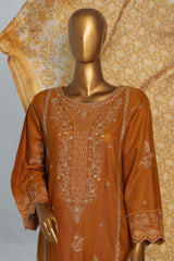 Bin Saeed Stitched 3 Piece Luxury Emb Khaddar With Shawl Collection'2024-WKK-1209-Mustard