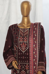 Bin Saeed Stitched 3 Piece Exclusive Slub Emb Khaddar Vol-03 Collection'2024-WKK-1283-Purple