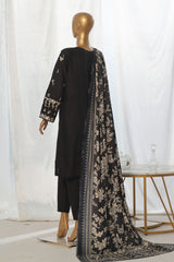 Bin Saeed Stitched 3 Piece Exclusive Slub Emb Khaddar Vol-03 Collection'2024-WKK-1284-Black