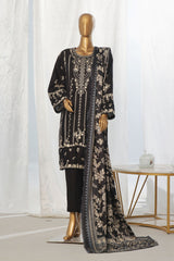 Bin Saeed Stitched 3 Piece Exclusive Slub Emb Khaddar Vol-03 Collection'2024-WKK-1284-Black