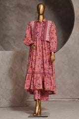 Bin Saeed Stitched 3 Piece Pret Khaddar Frock Collection'2024-WKST-1313-Peach