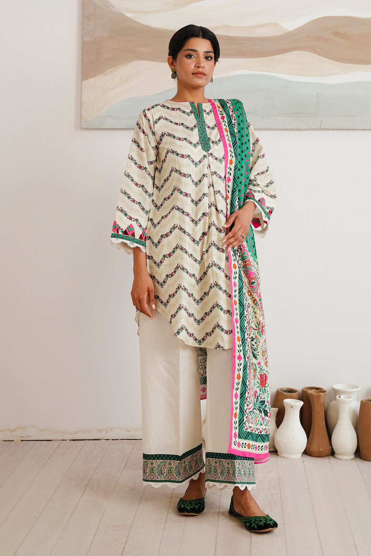 Zellbury Unstitched 2 Piece Digital Printed & Embroidered Cambric Collection'2024-WU-009