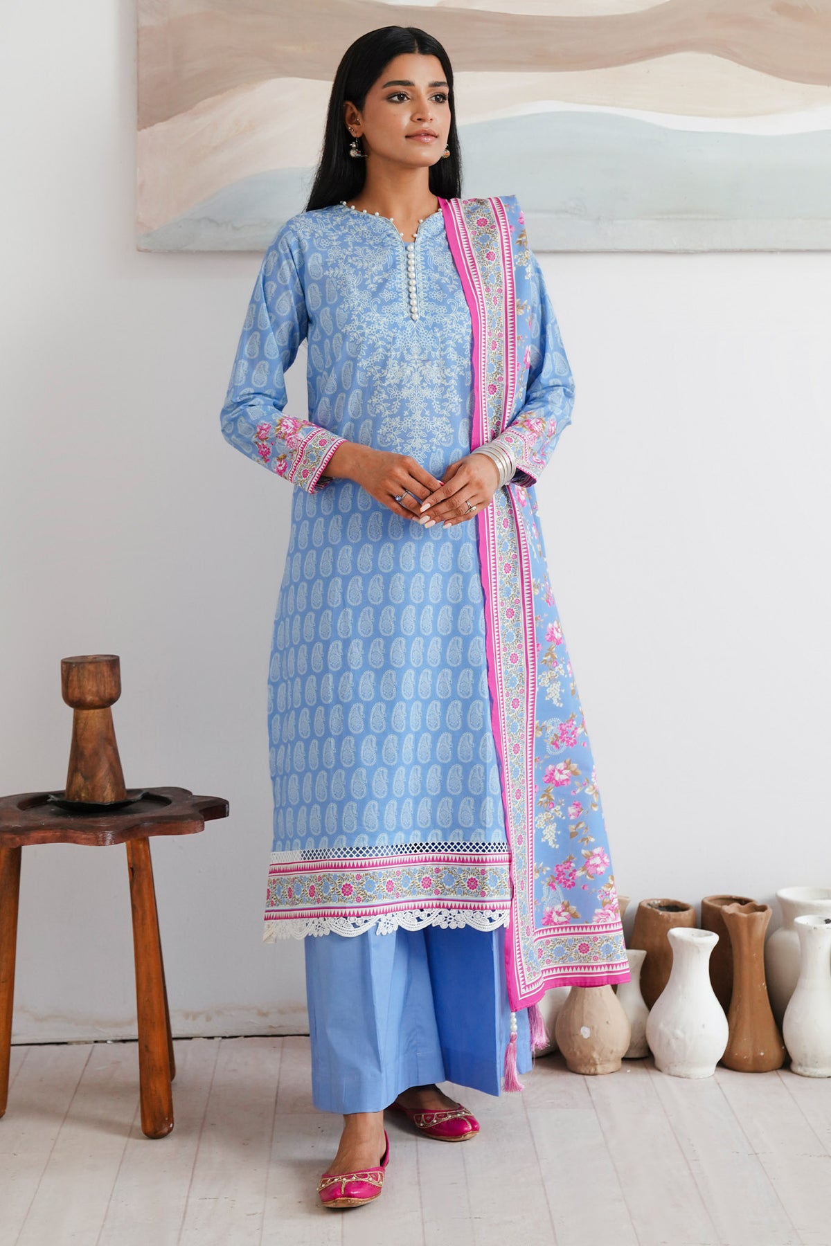 Zellbury Unstitched 3 Piece Digital Printed & Embroidered Cambric Collection'2024-WU-039