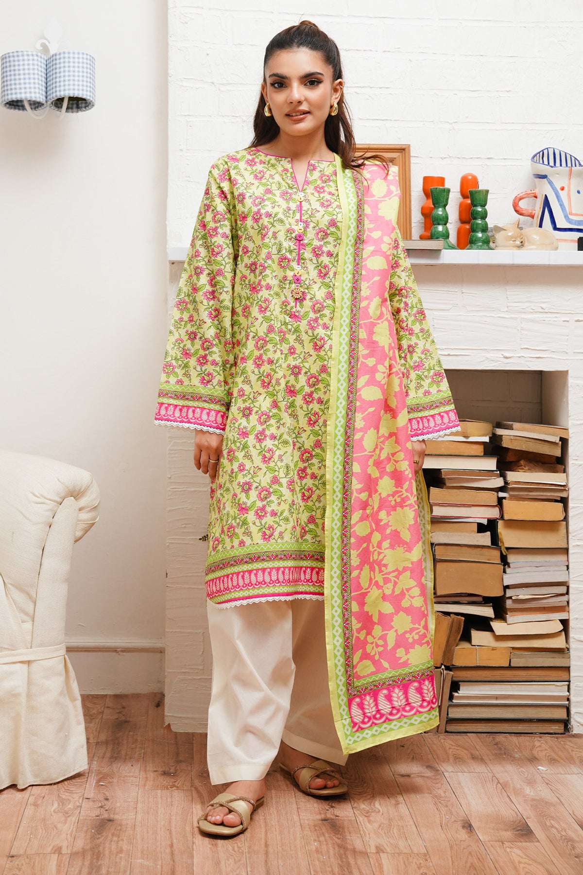 Zellbury Unstitched 2 Piece Digital Printed & Embroidered Cambric Collection'2024-WU-095