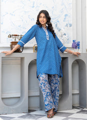 Daily Chic - Ahlam By Safa Textile Stitched 1 Piece Summer Shirt-Cornflour Willow