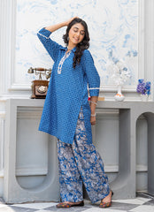 Daily Chic - Ahlam By Safa Textile Stitched 1 Piece Summer Shirt-Cornflour Willow