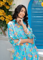 Daily Chic - Ahlam By Safa Textile Stitched 1 Piece Summer Shirt-Aegean Bloom