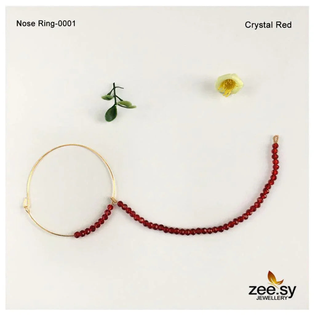 Wedding Nose Ring-0001 Crystal Red - Zeesy Jewellery