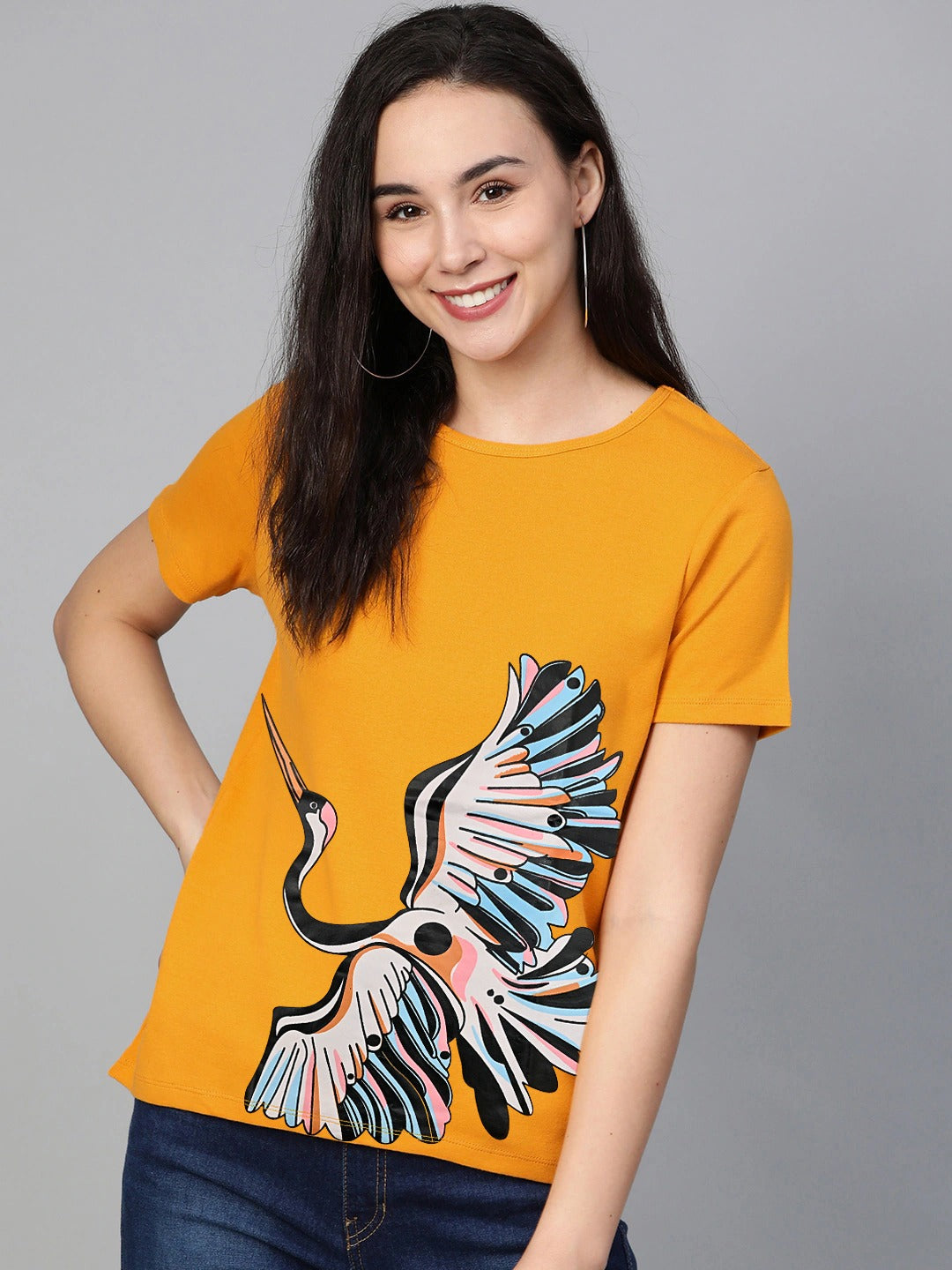 Sprinkles Stitched 1 Piece Summer Shirts Kids Collection'2025-Yellow Bird Print Tee