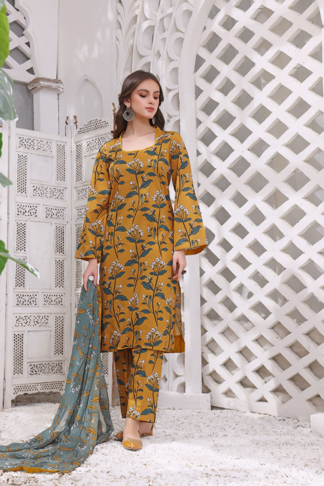 Feathers Unstitched 3 Piece Summer Collection-AZA-FT202