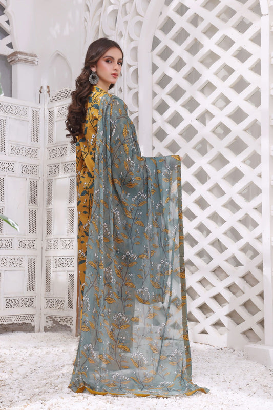 Feathers Unstitched 3 Piece Summer Collection-AZA-FT202