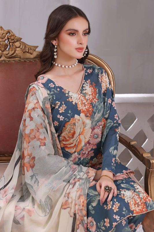 Feathers Unstitched 3 Piece Summer Collection-SHAMS-U-NISA-FT203