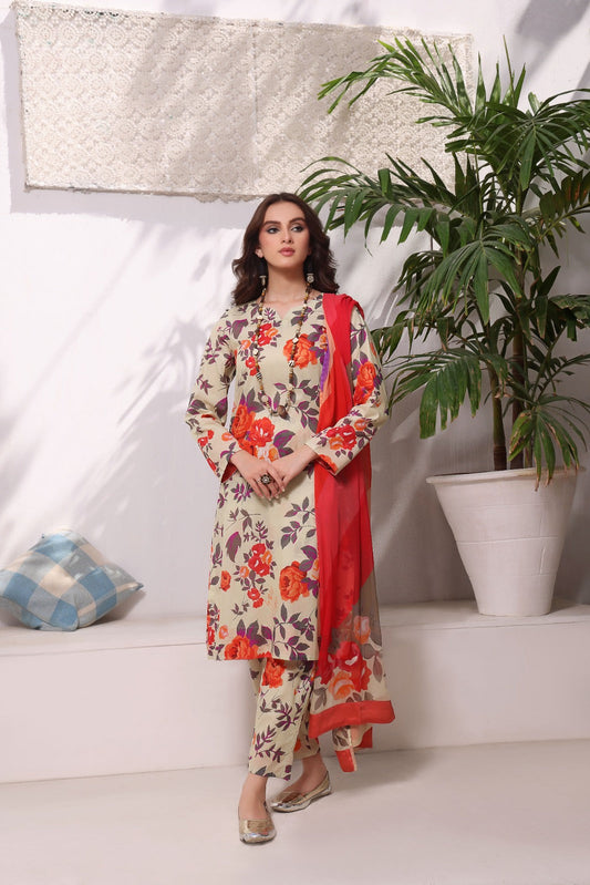 Feathers Unstitched 3 Piece Summer Collection-VIBRANT FLICK-FT223