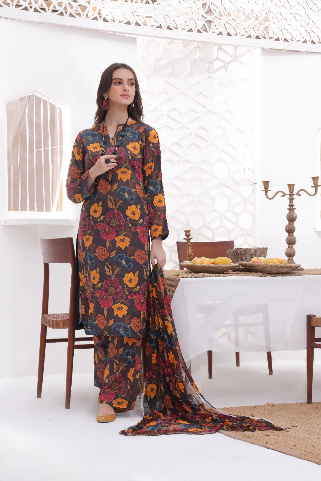 Feathers Unstitched 3 Piece Summer Collection-FIDAA-FT280