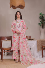 Feathers Unstitched 3 Piece Digital Printed Lawn Summer Suit-MABEL-FT273