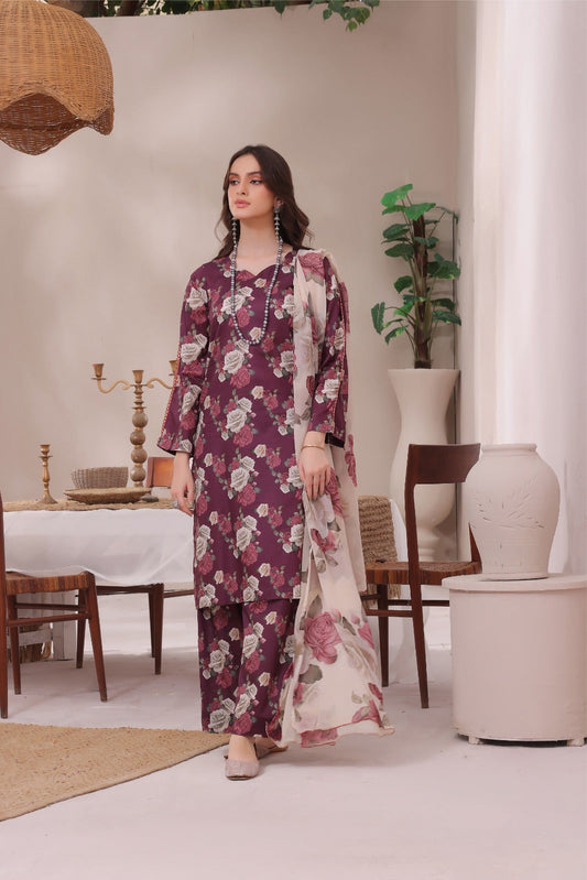 Feathers Unstitched 3 Piece Summer Collection-AMAYA-FT274