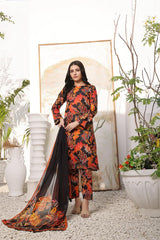 Feathers Unstitched 3 Piece Summer Collection-AURA-FT363